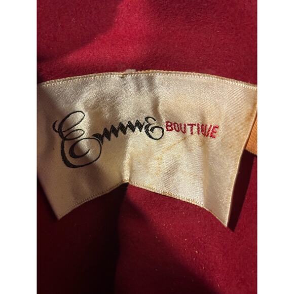 1960's American Vintage Emme Boutique Red Wool Hat, Feathers, fold over size S-M - Picture 13 of 17